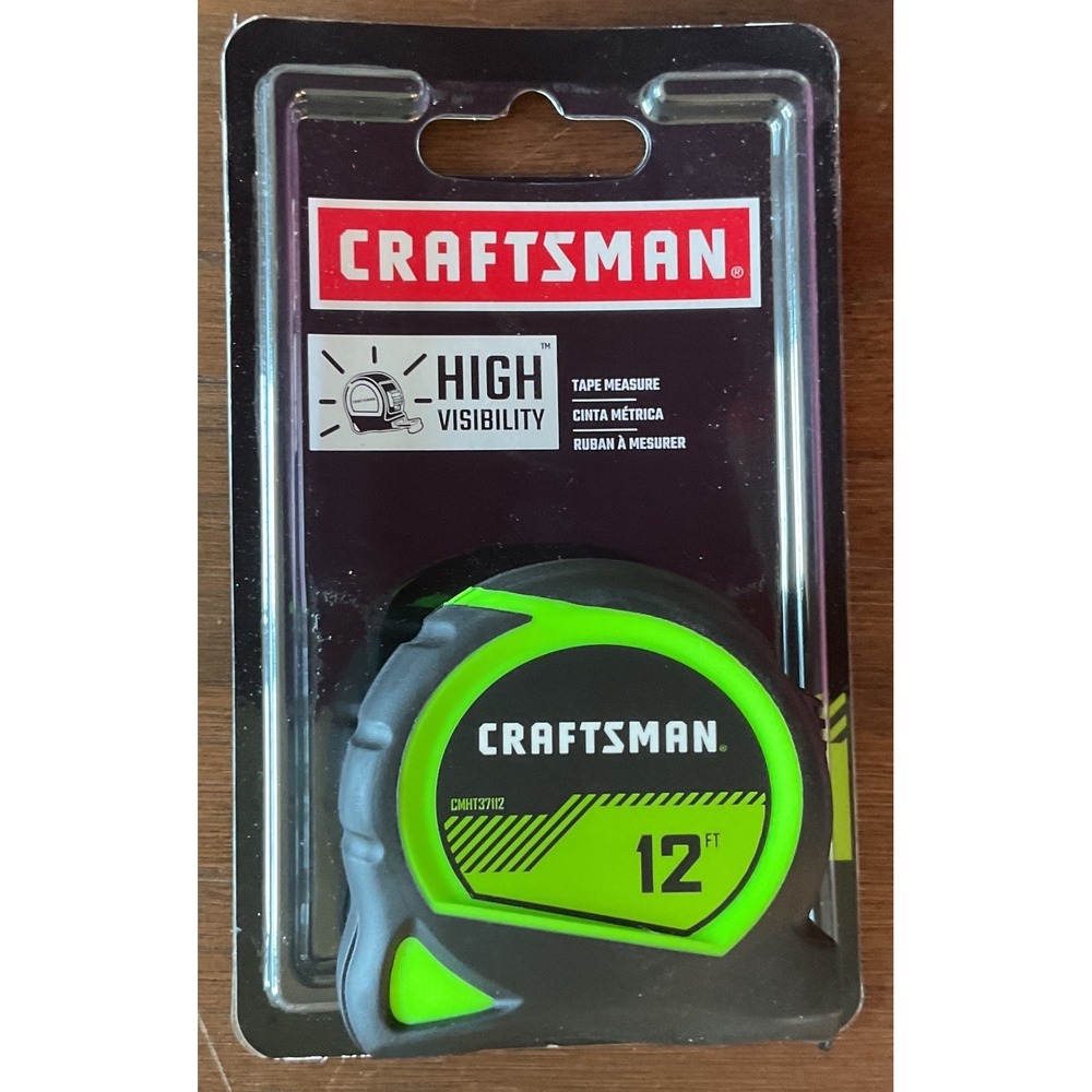 Craftsman 12 FT High Visibility Tape Measure CMHT37112 Black Green New